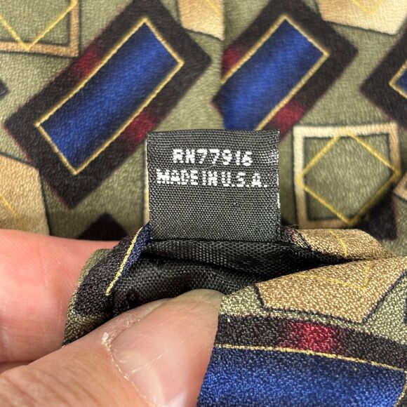 Chez Roffe Mens Silk Necktie Geometric Textured Preppy Wide Made USA Formal - Picture 5 of 6
